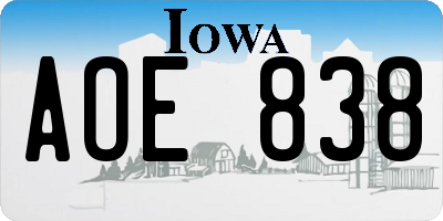 IA license plate AOE838
