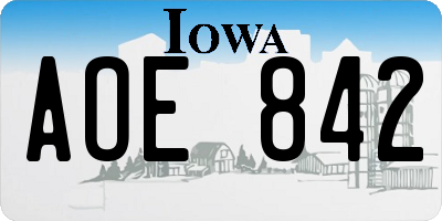 IA license plate AOE842