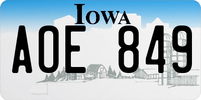 IA license plate AOE849