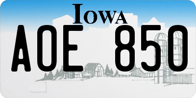 IA license plate AOE850