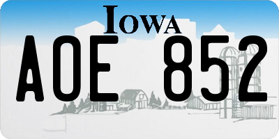 IA license plate AOE852