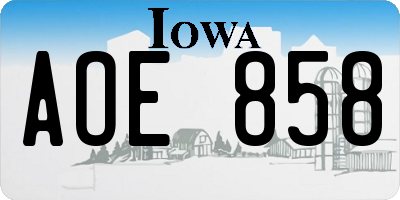 IA license plate AOE858