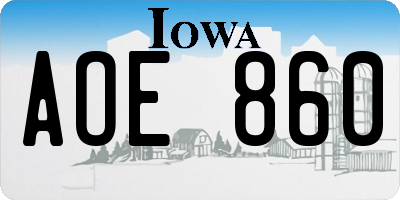 IA license plate AOE860