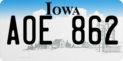 IA license plate AOE862