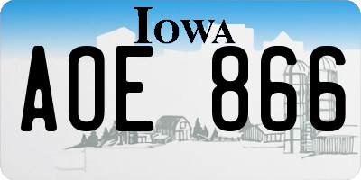 IA license plate AOE866
