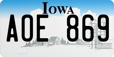 IA license plate AOE869