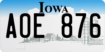IA license plate AOE876