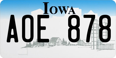 IA license plate AOE878