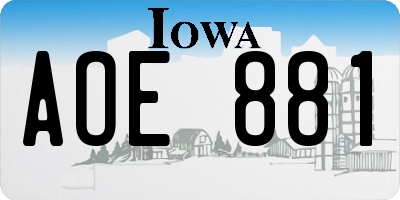 IA license plate AOE881