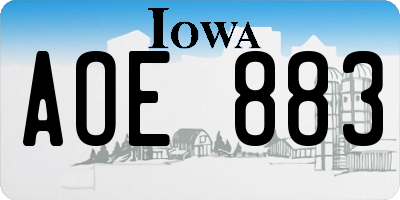 IA license plate AOE883