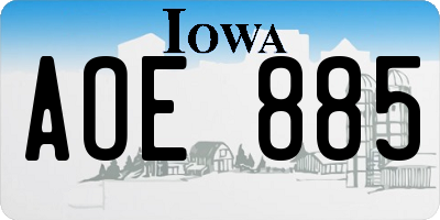 IA license plate AOE885
