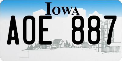 IA license plate AOE887