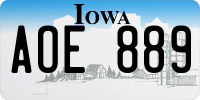 IA license plate AOE889