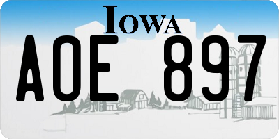 IA license plate AOE897