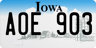 IA license plate AOE903