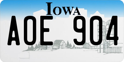 IA license plate AOE904