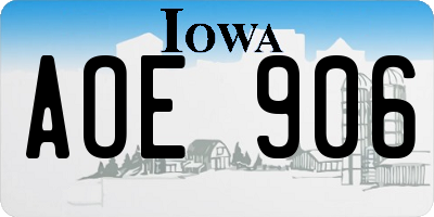 IA license plate AOE906