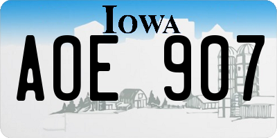 IA license plate AOE907