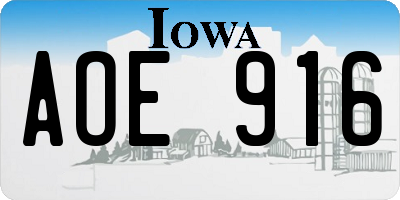 IA license plate AOE916