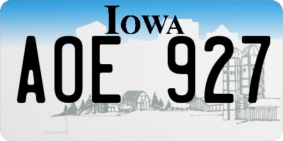 IA license plate AOE927