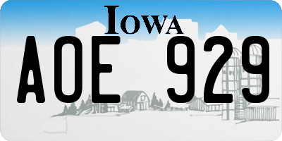 IA license plate AOE929