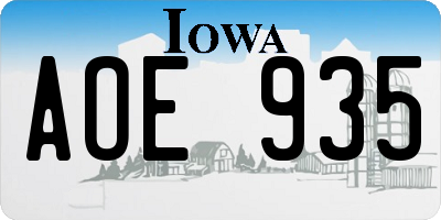 IA license plate AOE935