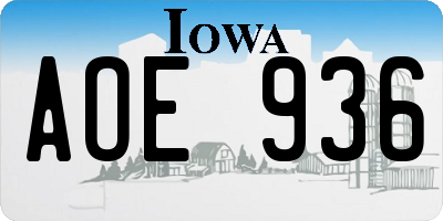 IA license plate AOE936