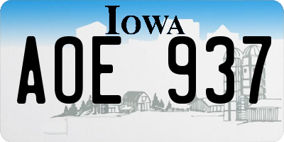 IA license plate AOE937