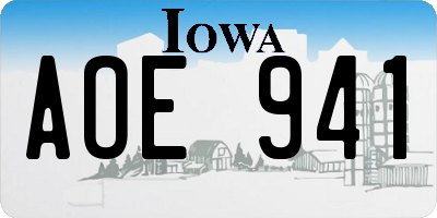 IA license plate AOE941