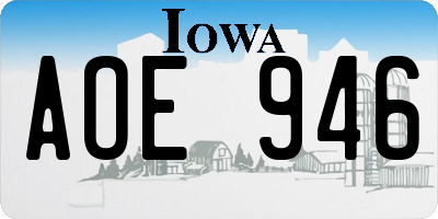 IA license plate AOE946