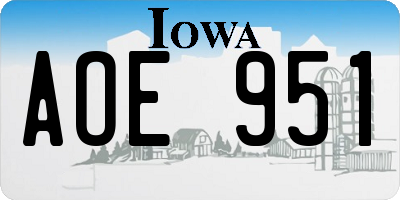 IA license plate AOE951
