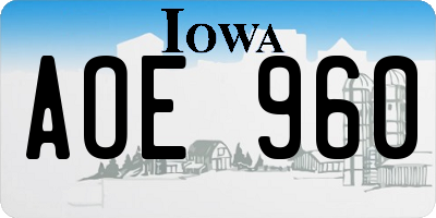 IA license plate AOE960