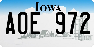 IA license plate AOE972