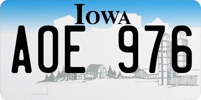 IA license plate AOE976