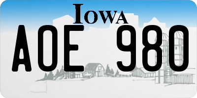 IA license plate AOE980