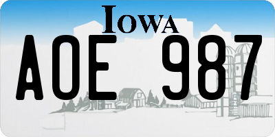 IA license plate AOE987