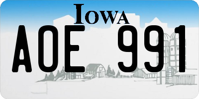 IA license plate AOE991
