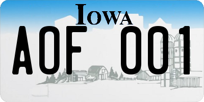 IA license plate AOF001