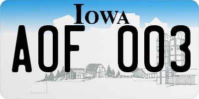 IA license plate AOF003