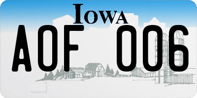 IA license plate AOF006