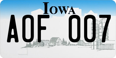 IA license plate AOF007