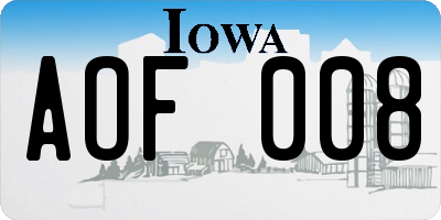 IA license plate AOF008