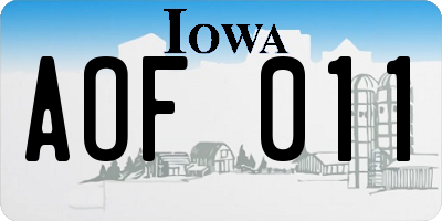 IA license plate AOF011