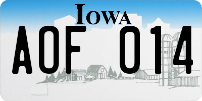 IA license plate AOF014