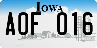 IA license plate AOF016