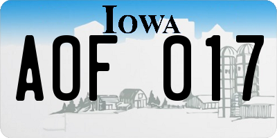IA license plate AOF017