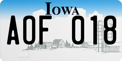 IA license plate AOF018
