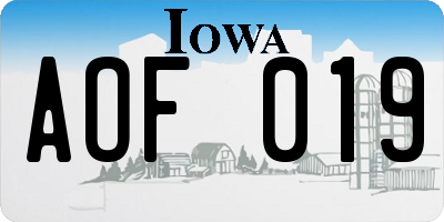 IA license plate AOF019