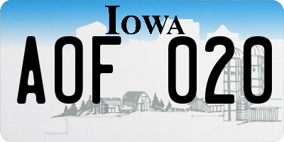 IA license plate AOF020