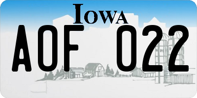 IA license plate AOF022